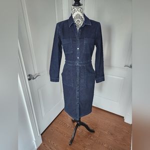 ANN TAYLOR Denim Safari Style Midi Dress Size 6